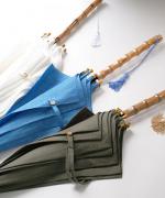 きつねのたすき/長日傘/麻無地サンドベージュ